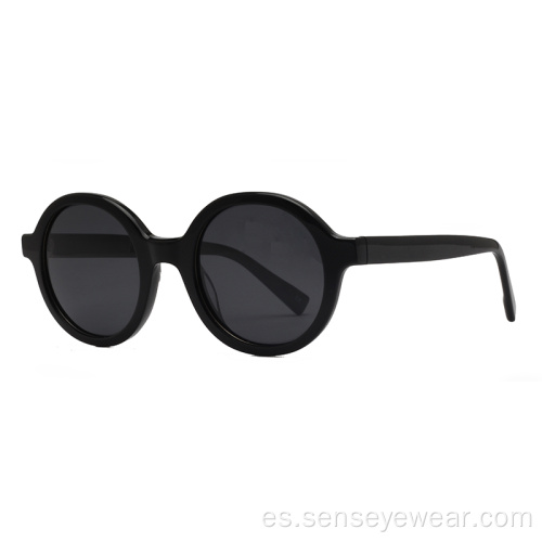 Logotipo personalizado Unisex UV400 Gafas de sol de acetato polarizados redondos